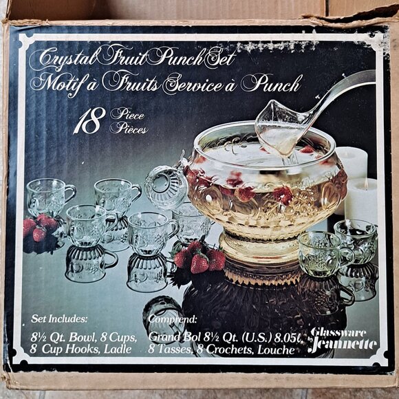 Crystal Fruit Punch Set Motif à Fruits Service a Punch - Picture 1 of 16